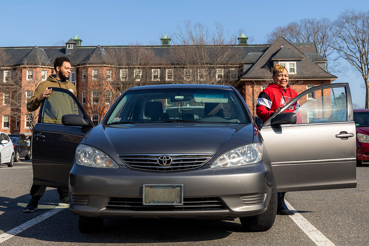 students in car 